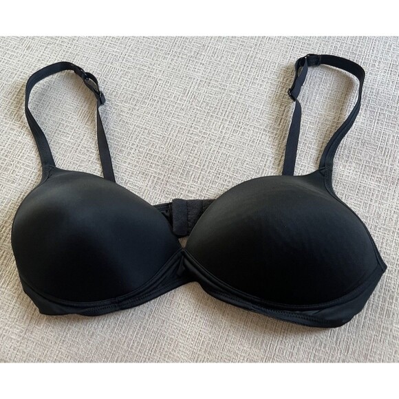Warners Push Up Bra 36B Wire Free Molded Nylon Black Adjustable - Picture 1 of 4